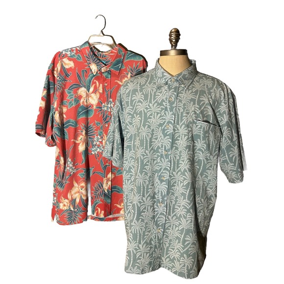 Joe Kealoha Reyn Spooner Mens Sz 2XL Hawaiian Button Down Shirt (2 Pc) AOP Tiki
